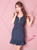 an/AOC-3575/ワンピース/ミニドレス/タイトワンピ/ツイード/キャバドレス/フロントジップ