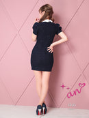 an/AOC-3576/ワンピース/ミニドレス/キャバドレス/ツイード/襟付き/パフスリーブ