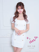 an/AOC-3576/ワンピース/ミニドレス/キャバドレス/ツイード/襟付き/パフスリーブ