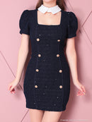 an/AOC-3576/ワンピース/ミニドレス/キャバドレス/ツイード/襟付き/パフスリーブ