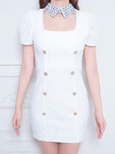 an/AOC-3576/ワンピース/ミニドレス/キャバドレス/ツイード/襟付き/パフスリーブ