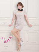 an/AOC-3576/ワンピース/ミニドレス/キャバドレス/ツイード/襟付き/パフスリーブ