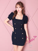 an/AOC-3576/ワンピース/ミニドレス/キャバドレス/ツイード/襟付き/パフスリーブ