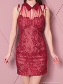 an/AOC-3578/ワンピース/襟付き/キャバドレス/ワンカラー/総レース/桜咲乃愛さん着用