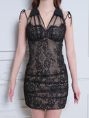 an/AOC-3578/ワンピース/襟付き/キャバドレス/ワンカラー/総レース/桜咲乃愛さん着用