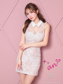 an/AOC-3578/ワンピース/襟付き/キャバドレス/ワンカラー/総レース/桜咲乃愛さん着用