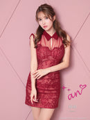 an/AOC-3578/ワンピース/襟付き/キャバドレス/ワンカラー/総レース/桜咲乃愛さん着用