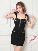 an/AOC-3584/ワンピース/タイトワンピース/ツイード/リボン/スーパーストレッチ/一条響さん着用