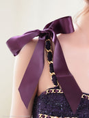 an/AOC-3584/ワンピース/タイトワンピース/ツイード/リボン/スーパーストレッチ/一条響さん着用