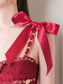 an/AOC-3584/ワンピース/タイトワンピース/ツイード/リボン/スーパーストレッチ/一条響さん着用