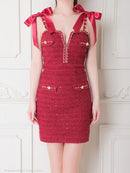 an/AOC-3584/ワンピース/タイトワンピース/ツイード/リボン/スーパーストレッチ/一条響さん着用