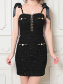 an/AOC-3584/ワンピース/タイトワンピース/ツイード/リボン/スーパーストレッチ/一条響さん着用