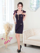 an/AOC-3584/ワンピース/タイトワンピース/ツイード/リボン/スーパーストレッチ/一条響さん着用