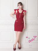 an/AOC-3584/ワンピース/タイトワンピース/ツイード/リボン/スーパーストレッチ/一条響さん着用