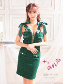 an/AOC-3584/ワンピース/タイトワンピース/ツイード/リボン/スーパーストレッチ/一条響さん着用