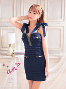 an/AOC-3584/ワンピース/タイトワンピース/ツイード/リボン/スーパーストレッチ/一条響さん着用