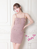 an/AOC-3584/ワンピース/タイトワンピース/ツイード/リボン/スーパーストレッチ/一条響さん着用