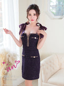 an/AOC-3584/ワンピース/タイトワンピース/ツイード/リボン/スーパーストレッチ/一条響さん着用