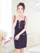 an/AOC-3584/ワンピース/タイトワンピース/ツイード/リボン/スーパーストレッチ/一条響さん着用