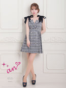 an/AOC-3586/ワンピース/プリーツ/ツイード/肩リボン