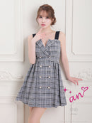 an/AOC-3586/ワンピース/プリーツ/ツイード/肩リボン