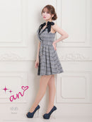 an/AOC-3586/ワンピース/プリーツ/ツイード/肩リボン