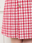 an/AOC-3589/ワンピース/半袖/ツイード/キャバドレス/チェック柄/タイト/ボートネック/台形スカート/桜咲乃愛さん着用