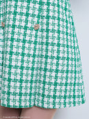 an/AOC-3589/ワンピース/半袖/ツイード/キャバドレス/チェック柄/タイト/ボートネック/台形スカート/桜咲乃愛さん着用