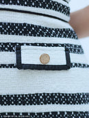 an/AOC-3603/ワンピース/キャバドレス/ミニドレス/ボーダー/ショルダーリボン/両肩リボン/チェーン/フロントジップ/タイト