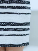 an/AOC-3603/ワンピース/キャバドレス/ミニドレス/ボーダー/ショルダーリボン/両肩リボン/チェーン/フロントジップ/タイト