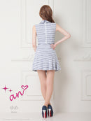 an/AOC-3609/セットアップ/襟付き/キャバドレス/ボーダー/ツイード/ノースリーブ