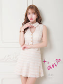 an/AOC-3609/セットアップ/襟付き/キャバドレス/ボーダー/ツイード/ノースリーブ