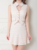 an/AOC-3609/セットアップ/襟付き/キャバドレス/ボーダー/ツイード/ノースリーブ