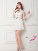 an/AOC-3609/セットアップ/襟付き/キャバドレス/ボーダー/ツイード/ノースリーブ