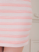 an/AOC-3615/ワンピース/キャバドレス/ミニドレス/ノースリーブ/Vネック/ボーダー柄/リボンショルダー/フロントジップ/ピンク/グリーン/ブルー/ブラック