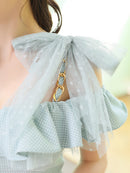 an/AOC-3639/ワンピース/キャバドレス/ミニドレス/ワンカラー/ショルダーリボン/フロントジップ/ショルダーチェーン/オフショルダー/ミント/XS/小さいサイズあり