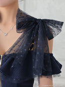 an/AOC-3639/ワンピース/キャバドレス/ミニドレス/ワンカラー/ショルダーリボン/フロントジップ/ショルダーチェーン/オフショルダー/ミント/XS/小さいサイズあり