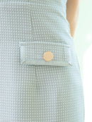 an/AOC-3639/ワンピース/キャバドレス/ミニドレス/ワンカラー/ショルダーリボン/フロントジップ/ショルダーチェーン/オフショルダー/ミント/XS/小さいサイズあり