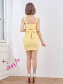 an/AOC-3645/ワンピース/キャバドレス/スーパーストレッチツイード/ミニドレス/フロントジップ/ノースリーブ