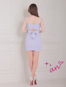 an/AOC-3645/ワンピース/キャバドレス/スーパーストレッチツイード/ミニドレス/フロントジップ/ノースリーブ