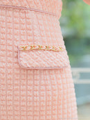 an/AOC-3645/ワンピース/キャバドレス/スーパーストレッチツイード/ミニドレス/フロントジップ/ノースリーブ