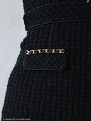 an/AOC-3645/ワンピース/キャバドレス/スーパーストレッチツイード/ミニドレス/フロントジップ/ノースリーブ