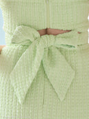 an/AOC-3645/ワンピース/キャバドレス/スーパーストレッチツイード/ミニドレス/フロントジップ/ノースリーブ