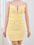 an/AOC-3645/ワンピース/キャバドレス/スーパーストレッチツイード/ミニドレス/フロントジップ/ノースリーブ