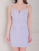 an/AOC-3645/ワンピース/キャバドレス/スーパーストレッチツイード/ミニドレス/フロントジップ/ノースリーブ