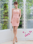 an/AOC-3645/ワンピース/キャバドレス/スーパーストレッチツイード/ミニドレス/フロントジップ/ノースリーブ