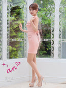 an/AOC-3645/ワンピース/キャバドレス/スーパーストレッチツイード/ミニドレス/フロントジップ/ノースリーブ