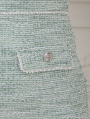 an/AOC-3646/ワンピース/キャバドレス/ミニドレス/ツイード/フロントジップ/パールボタン/タイト/白/ホワイト/グリーン