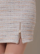 an/AOC-3647/ワンピース/キャバドレス/ミニドレス/ツイード/タイト/フロントジップ/ガーリー/リボン