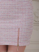 an/AOC-3647/ワンピース/キャバドレス/ミニドレス/ツイード/タイト/フロントジップ/ガーリー/リボン